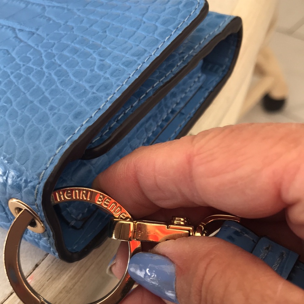 Henri Bendel Blue Croc-Embossed Clutch - Picture 10 of 10